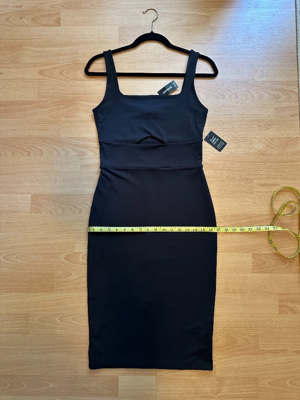 Express Body Contour Square Neck Knit Sheath Midi Dress NWT - Black (S) - Picture 6 of 14